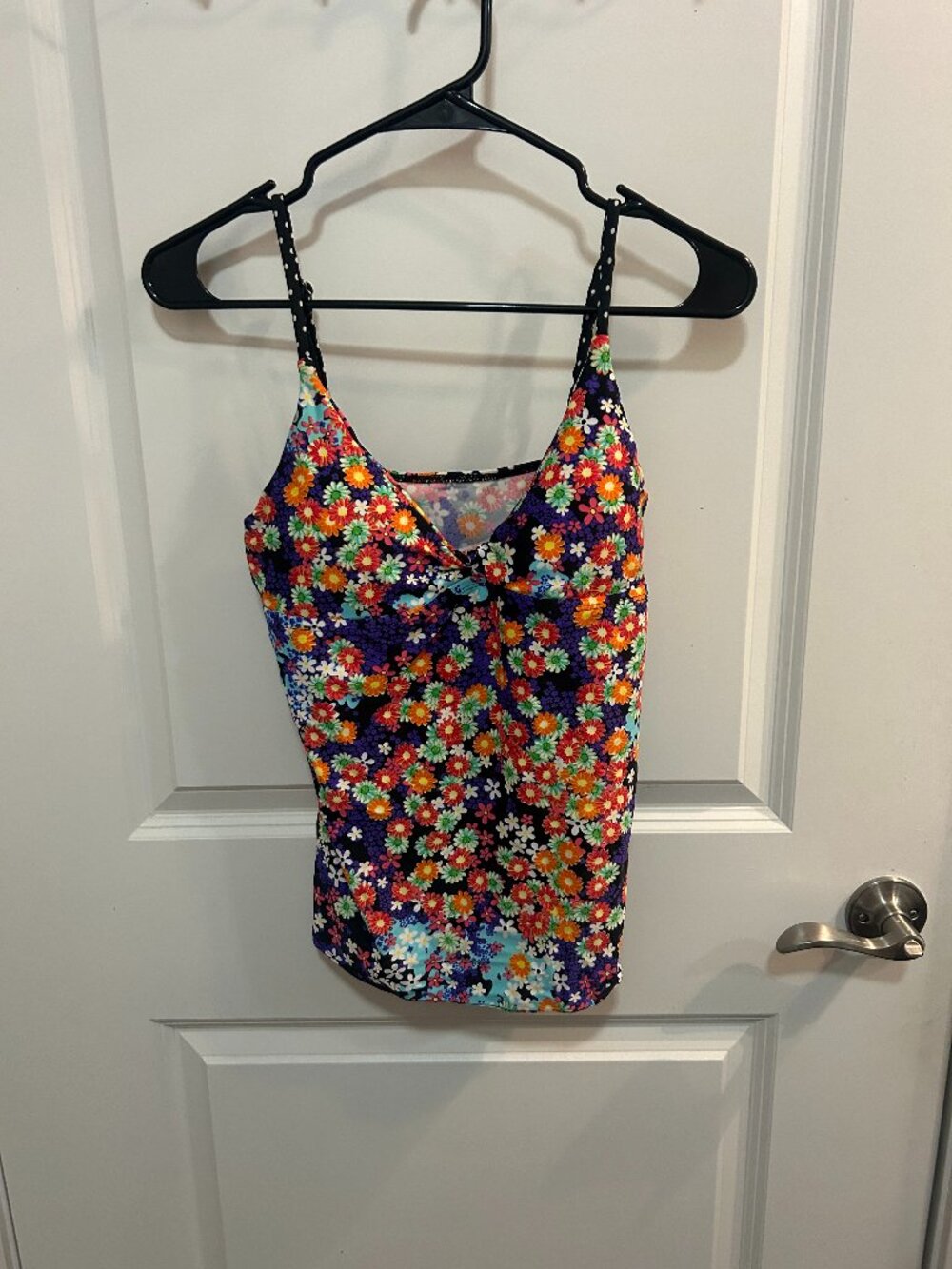 Hobie XL Tankini Top Floral Multicolor Twist Front V Neck Swim Top Women Boho